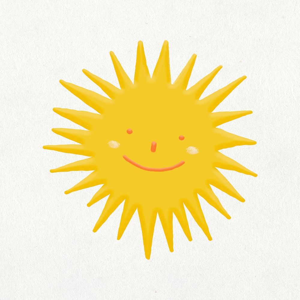 Sunshine doodle, cute emoji collage element, illustration