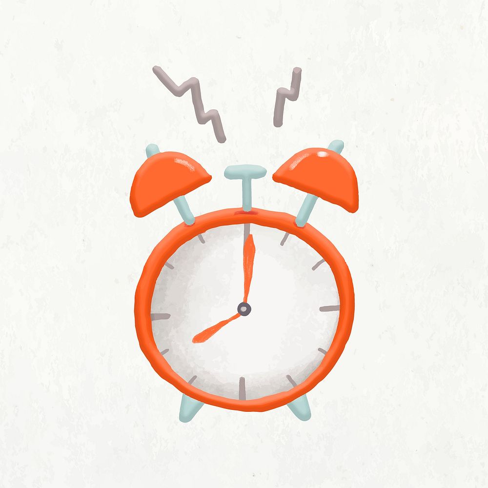 Alarm clock sticker, time, emoji design element vector