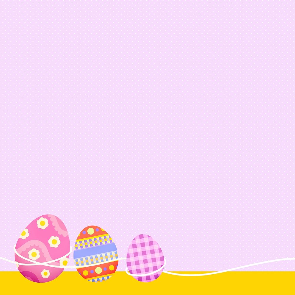 Pink Easter background, colorful egg border design vector
