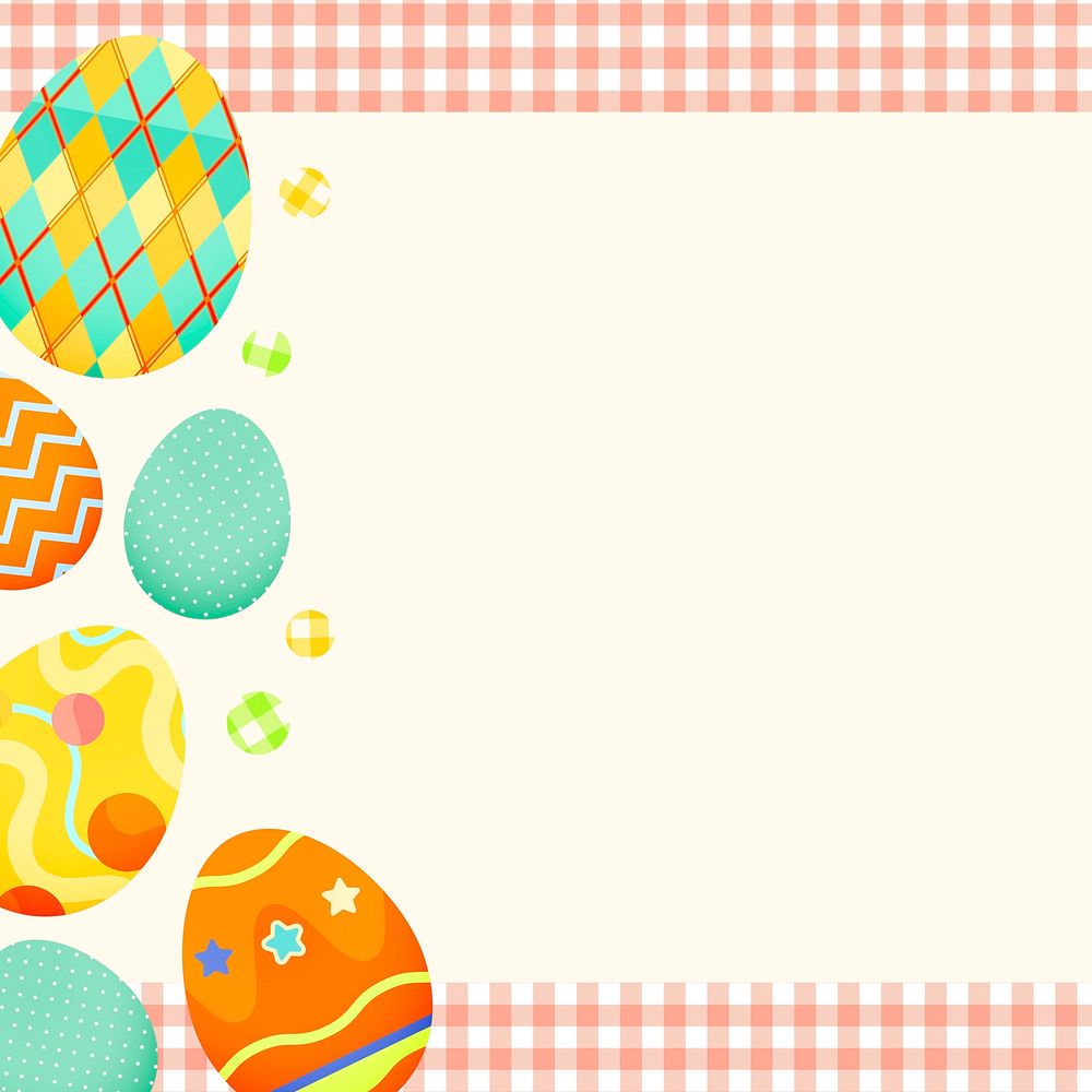 Easter celebration background, patterned egg frame border psd