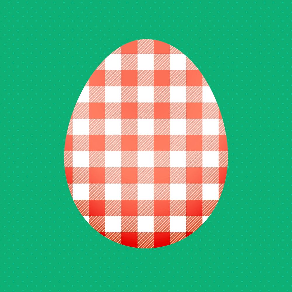 Checkered Easter egg clipart, red pattern design