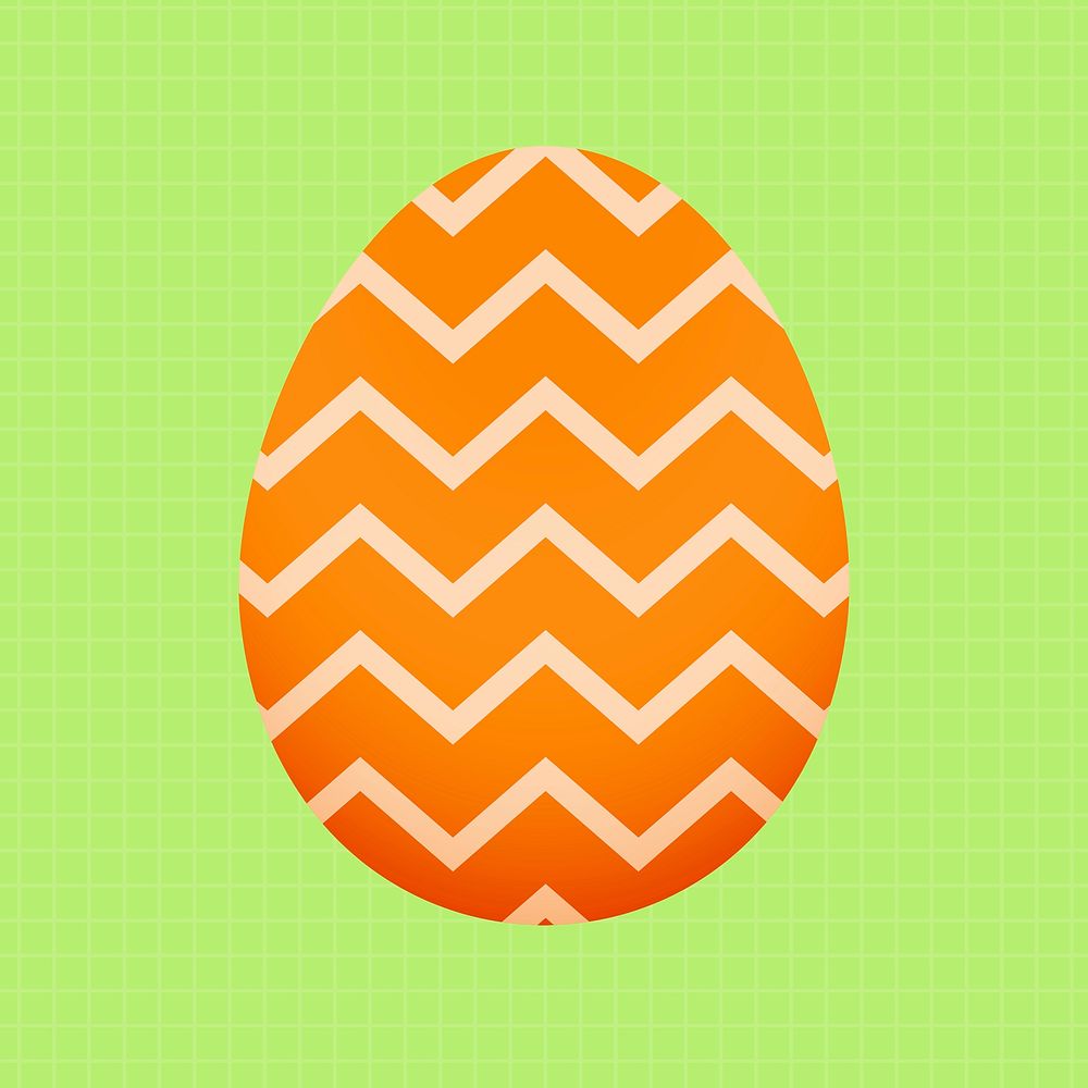 Zig-zag Easter egg sticker, orange pattern psd