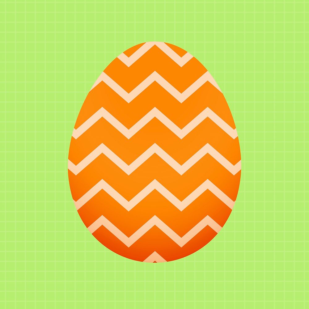 Zig-zag Easter egg sticker, orange pattern vector
