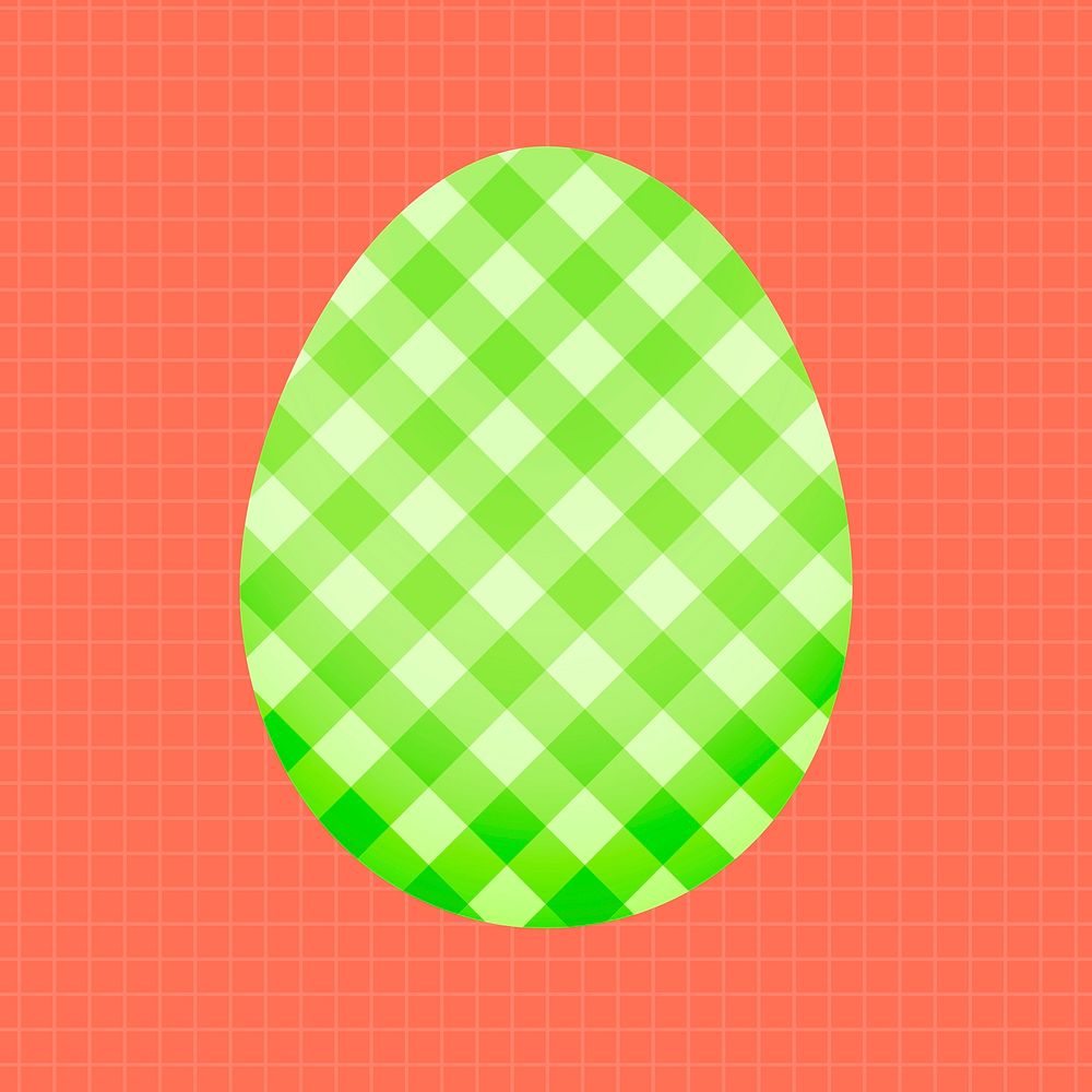 Festive Easter egg clipart, green checker pattern design