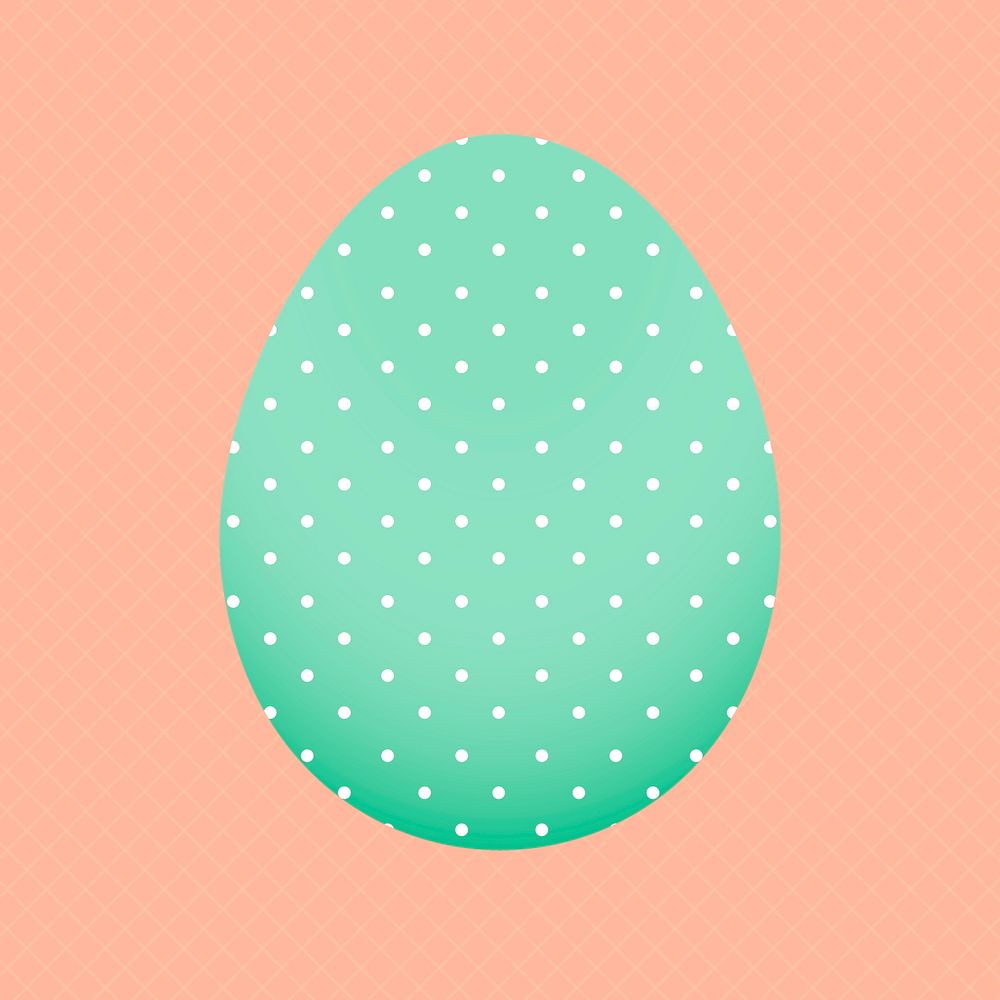 Easter egg sticker, polka dot pattern in green psd