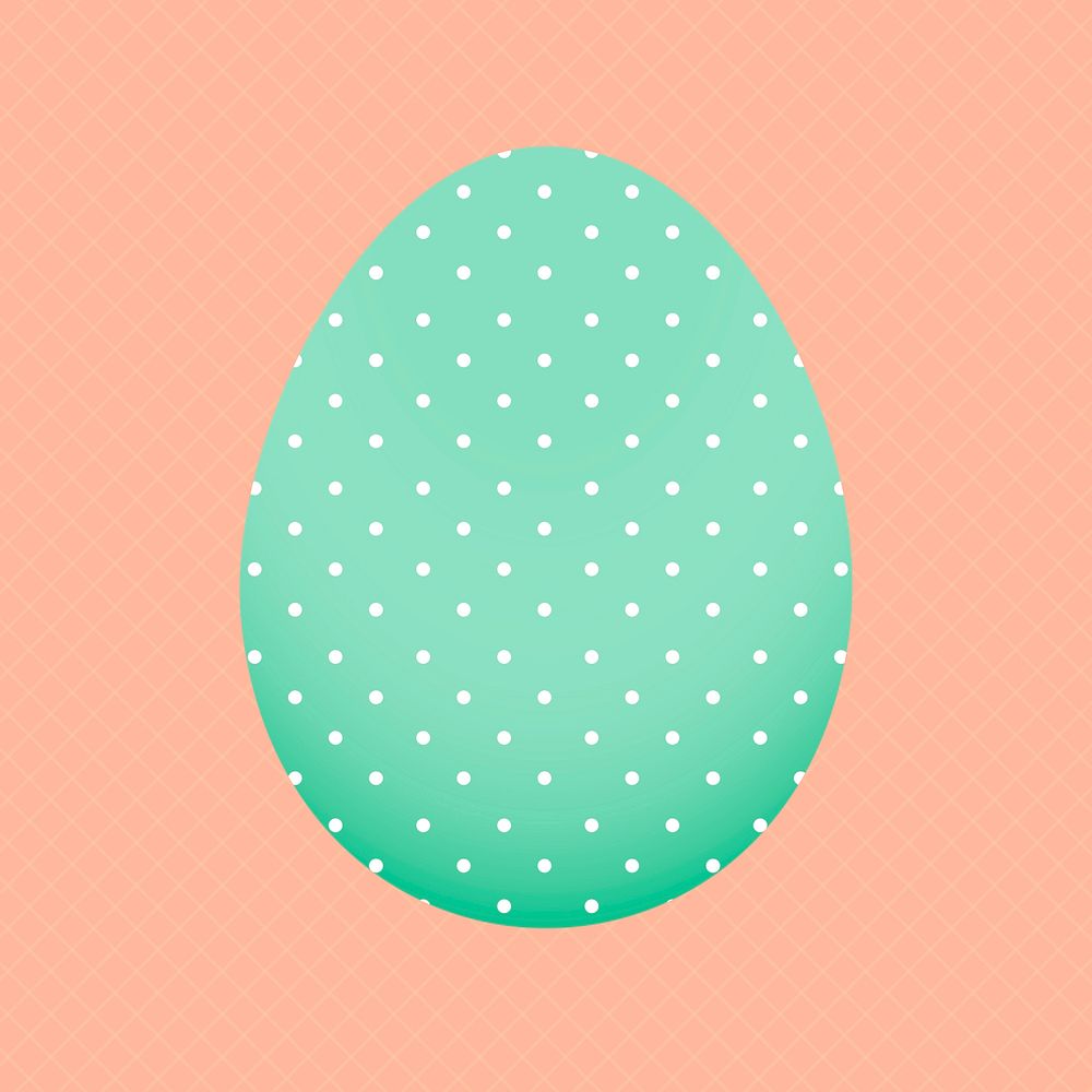 Easter egg sticker, polka dot pattern in green vector