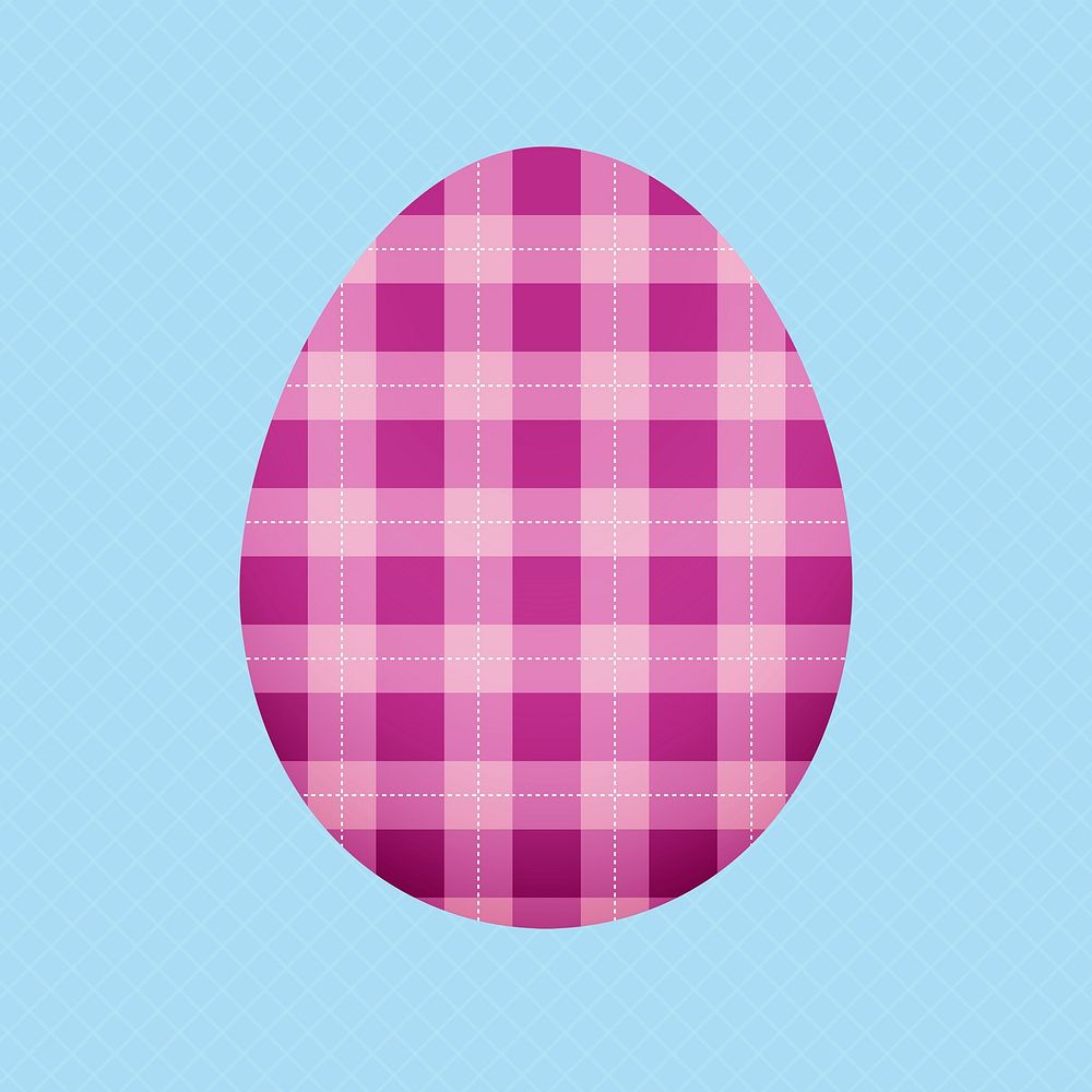 Tartan Easter egg sticker, purple pattern design psd
