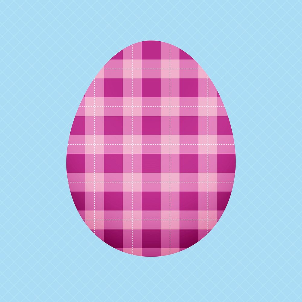 Tartan Easter egg sticker, purple pattern design vector