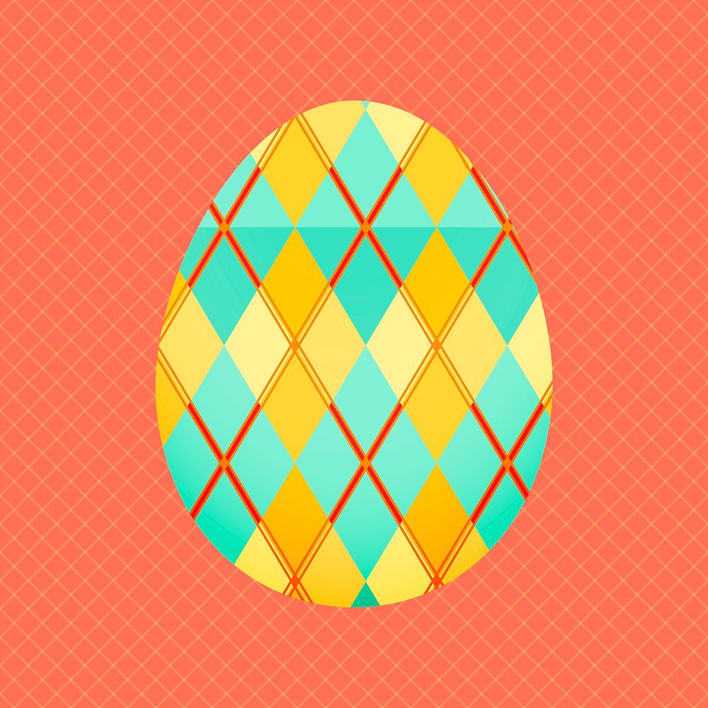 Festive Easter egg sticker, abstract pattern design psd