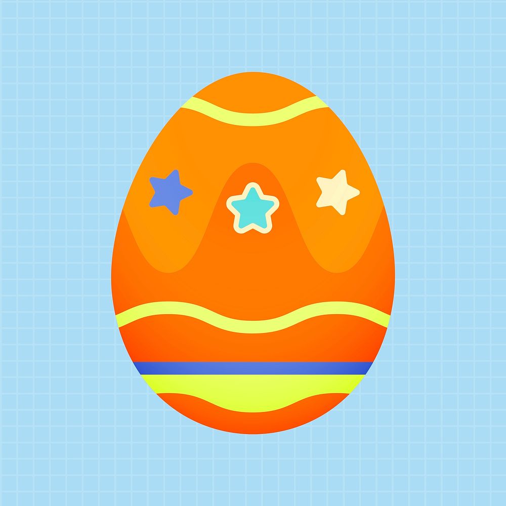 Cute Easter egg sticker, orange pattern design psd