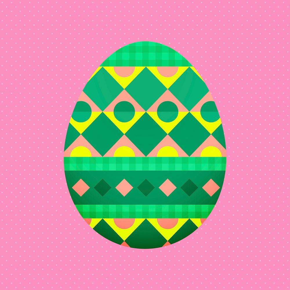 Tribal pattern Easter egg sticker, festive green vector