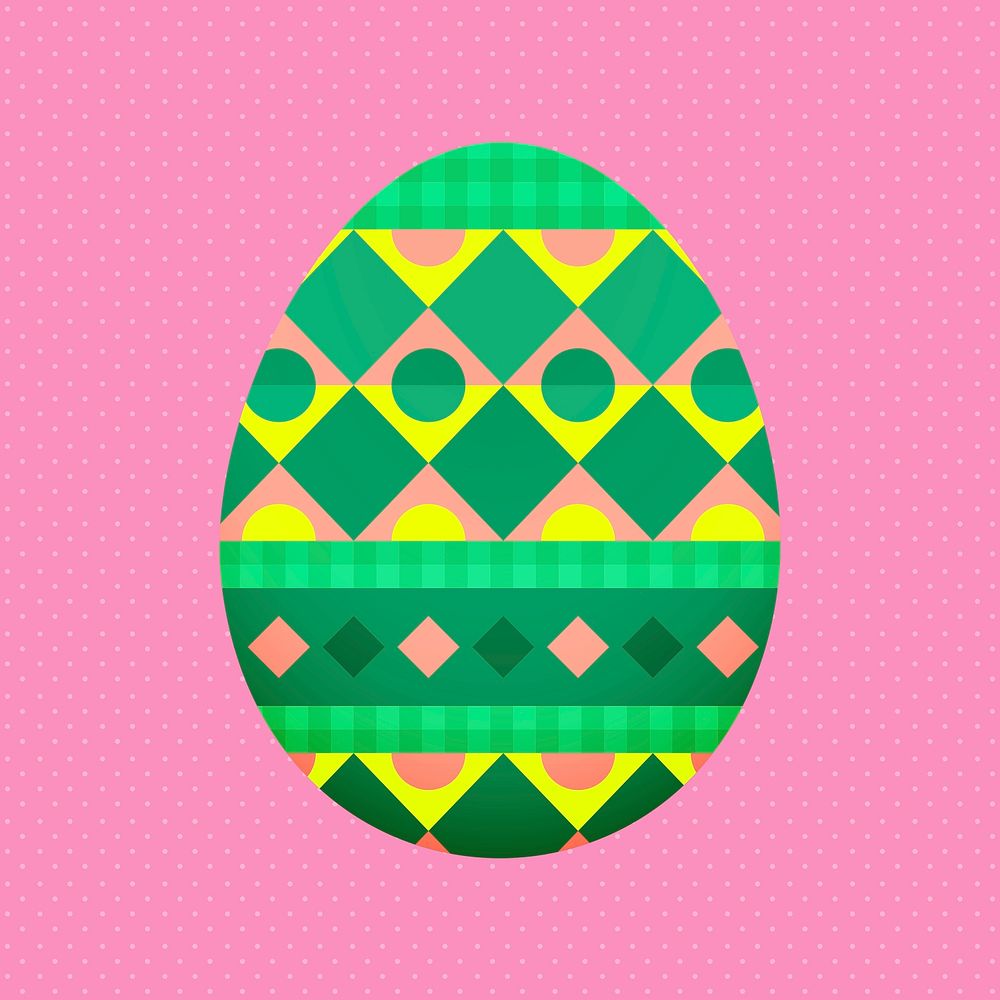 Tribal pattern Easter egg sticker, festive green psd