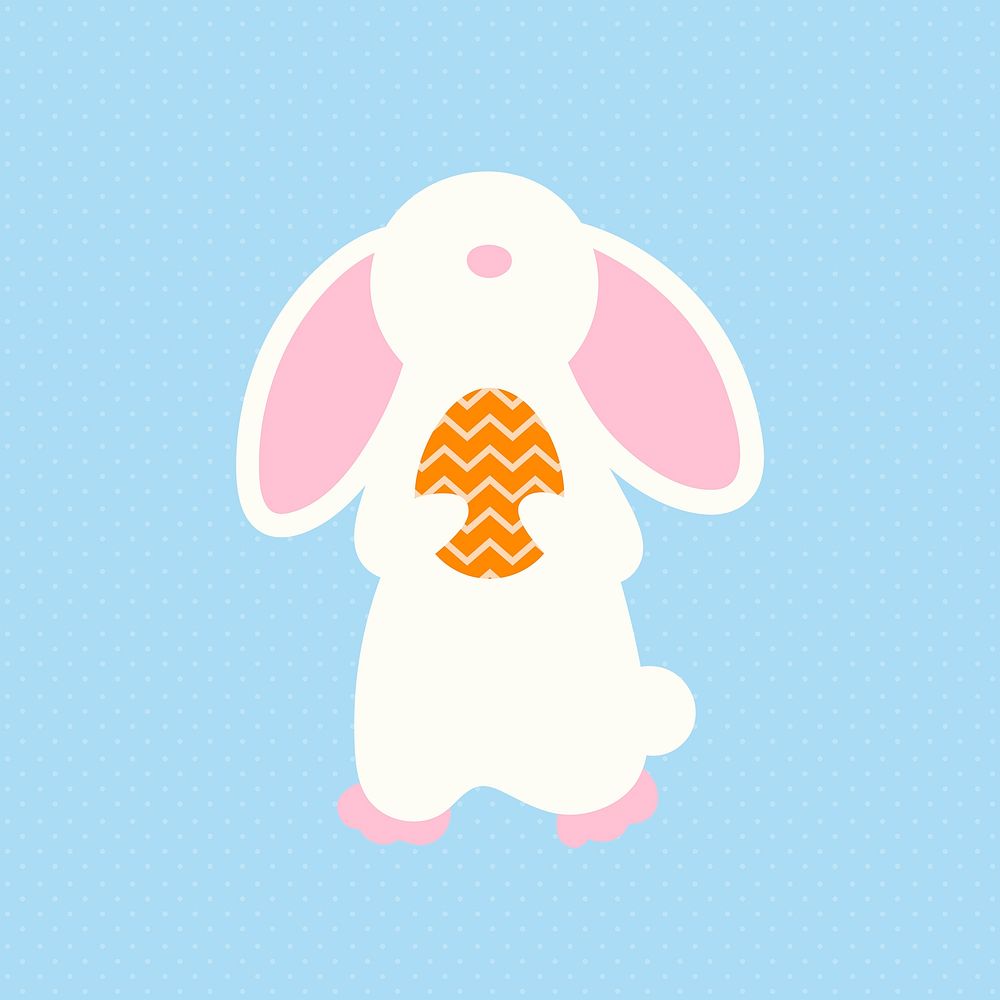 Easter bunny sticker, cute animal illustration vector