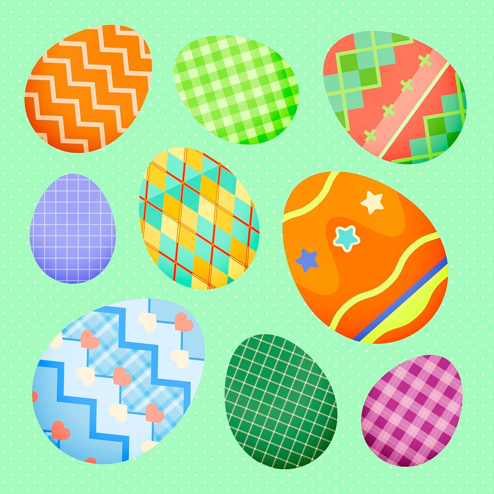 Patterned Easter egg sticker, colorful abstract design psd