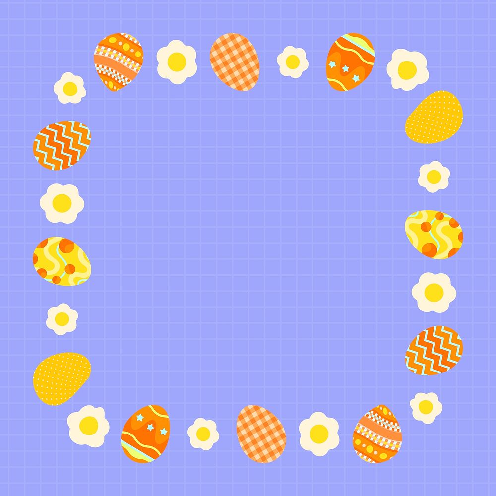 Festive Easter frame background, cute patterned eggs psd