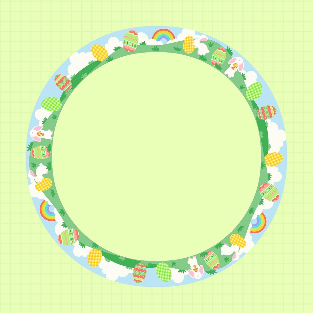 Easter celebration frame background, green grid pattern psd