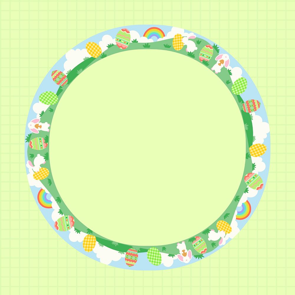 Easter celebration frame background, green grid pattern