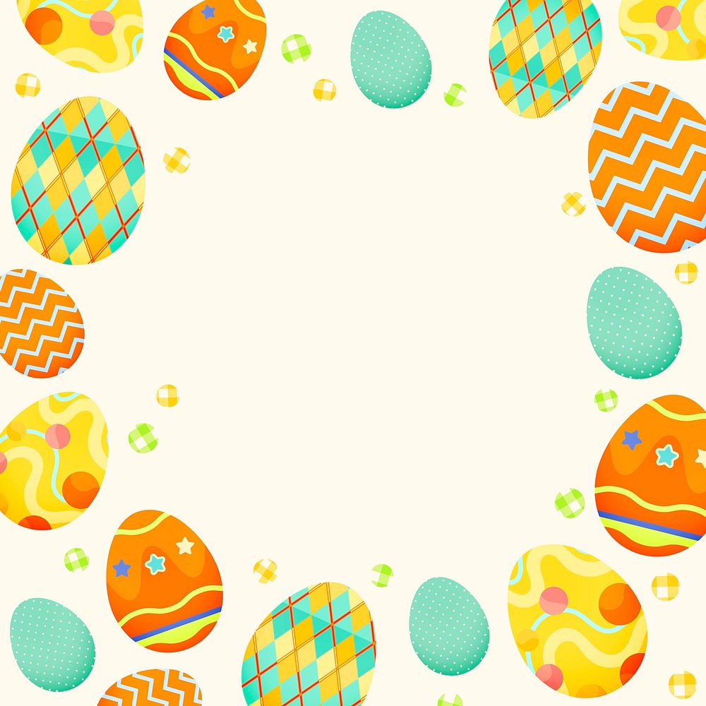 Easter patterned frame background, cute design for kids