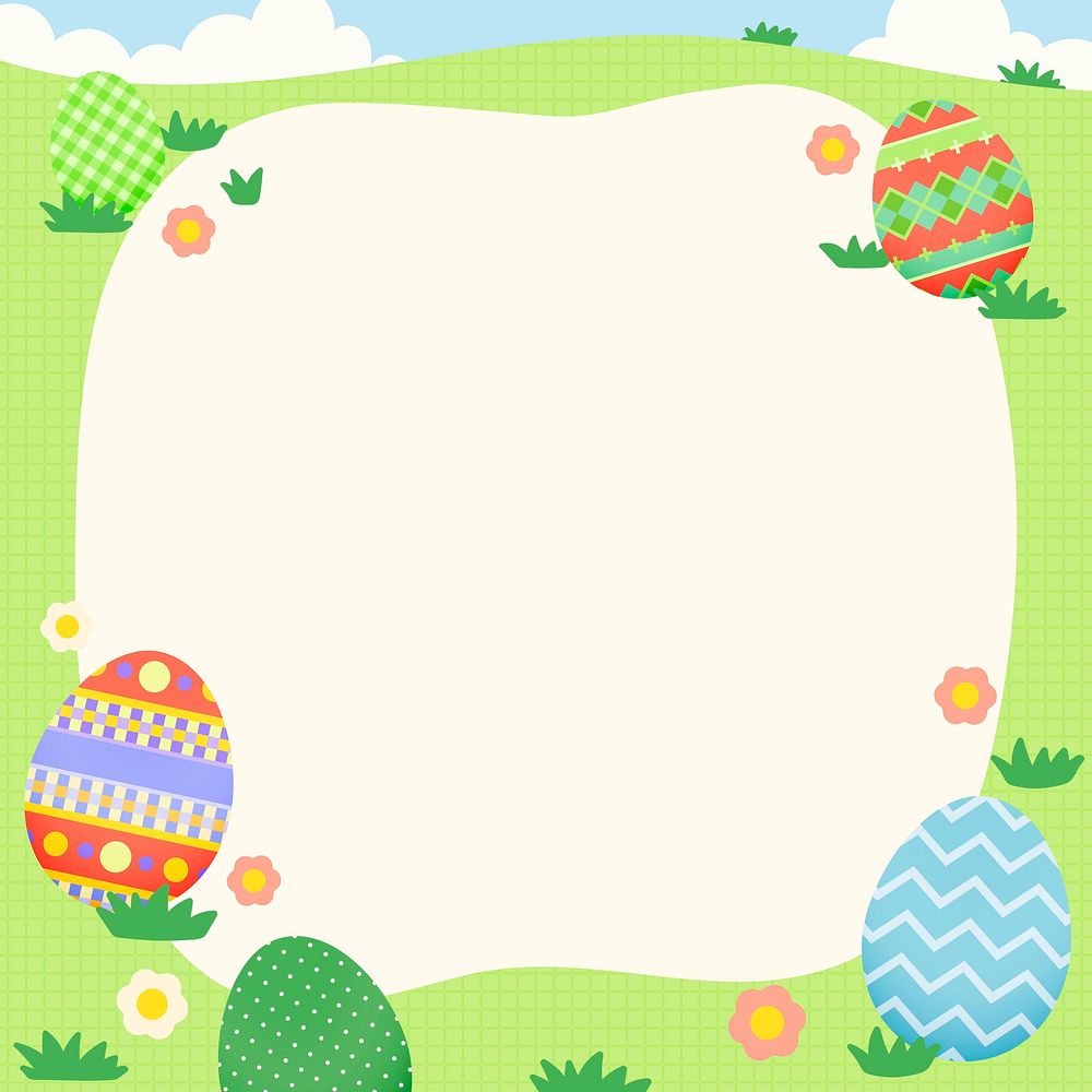 Easter celebration frame background, patterned eggs