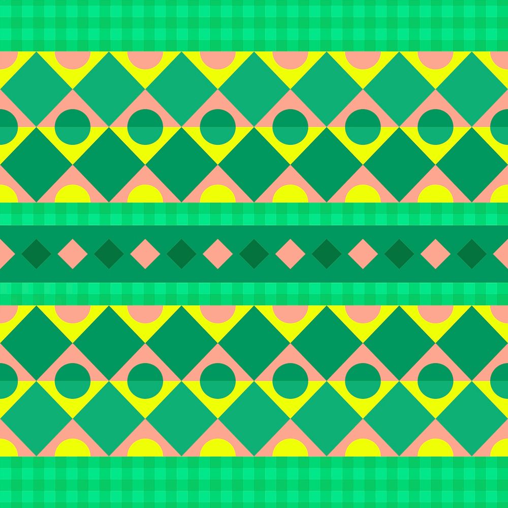 Green tribal background, geometric pattern design vector