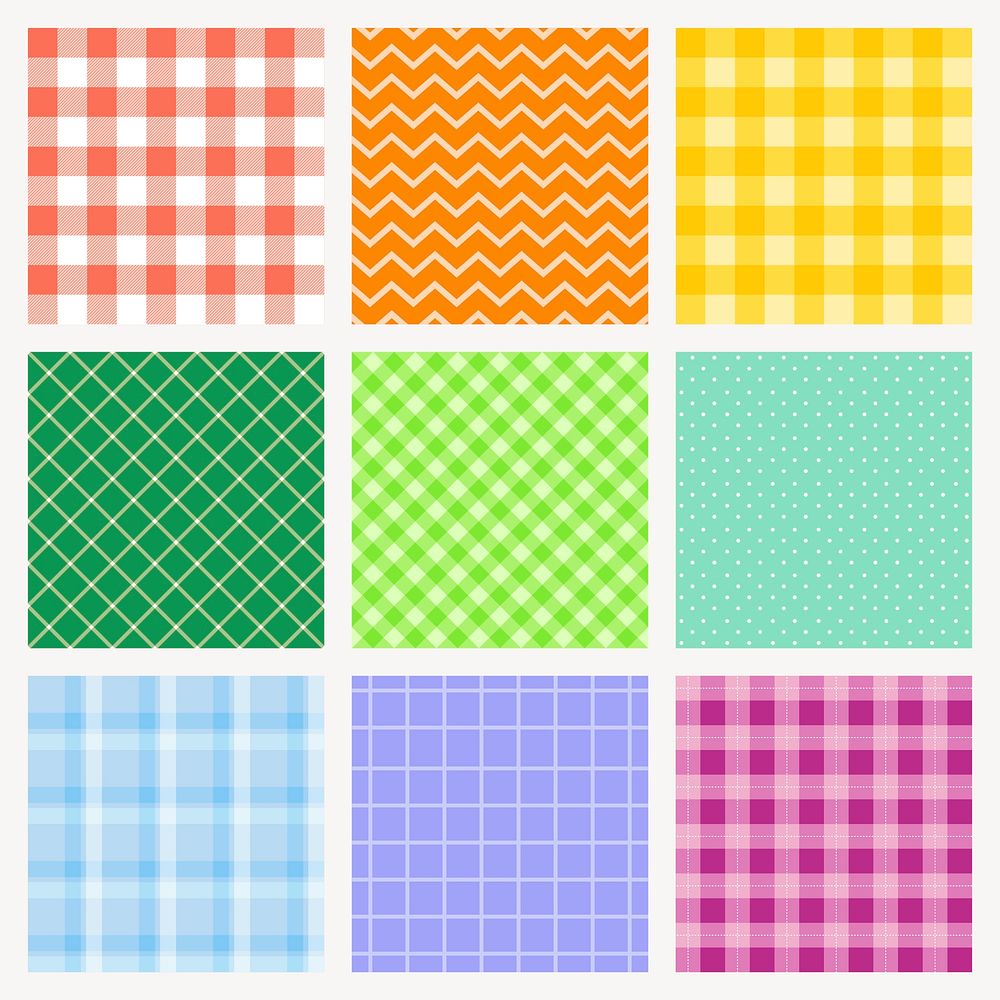 Simple pattern background, colorful aesthetic vector set