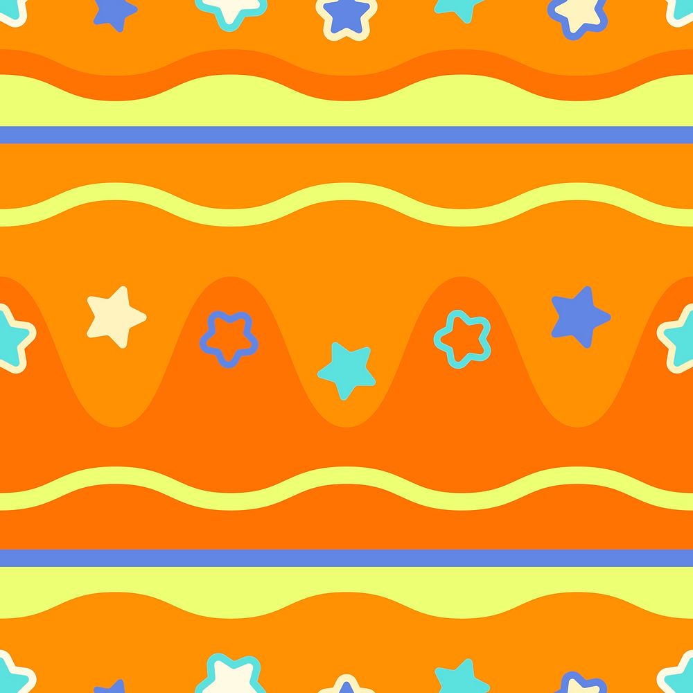Star pattern background, cute orange design psd