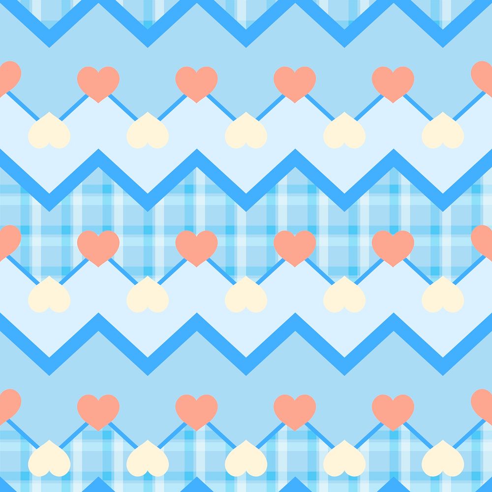 Cute heart pattern background, pastel blue design psd