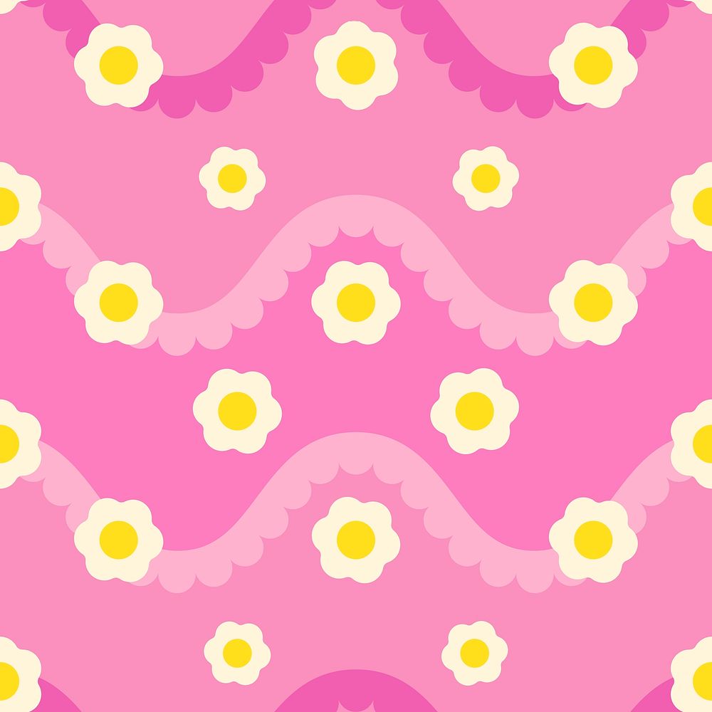 Pink flower pattern background, feminine design vector