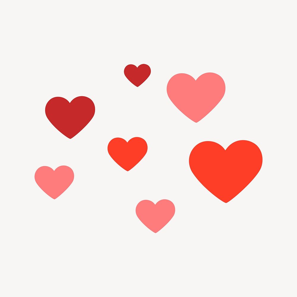 Red hearts element, Valentine's day, celebration psd