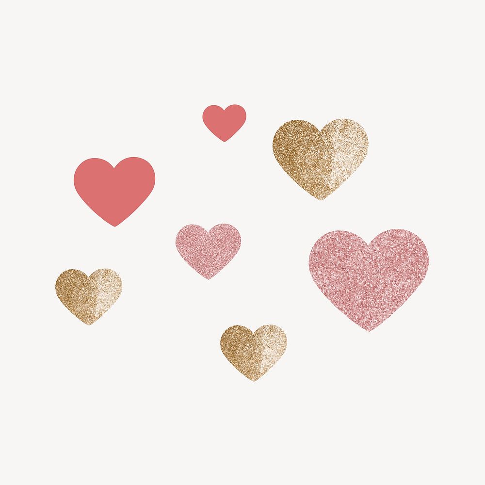Pink & gold hearts, Valentine's day vector