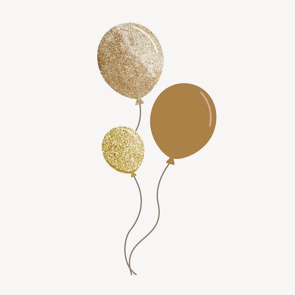 Gold balloons, party decoration element psd