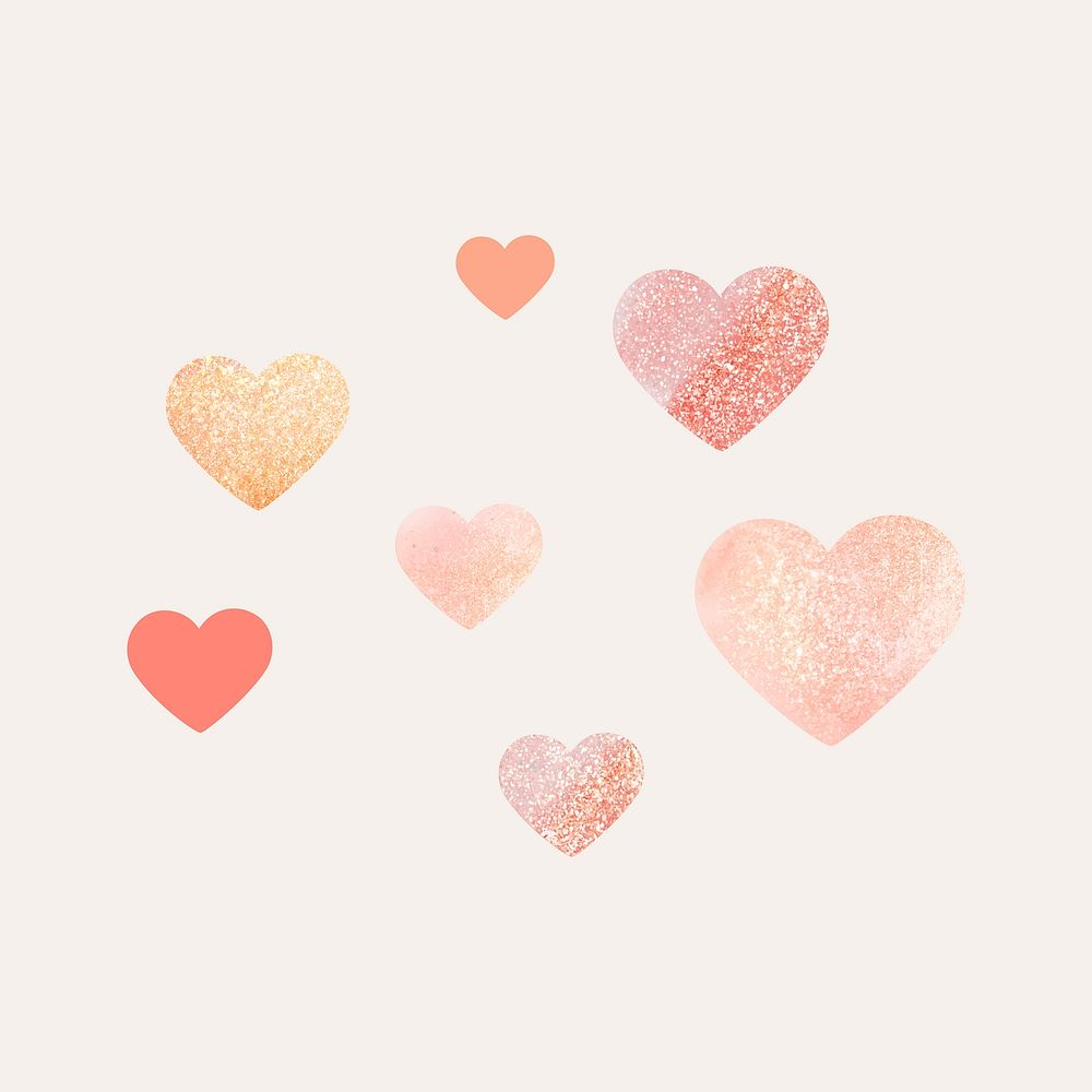 Flat glitter hearts element, Valentine's design