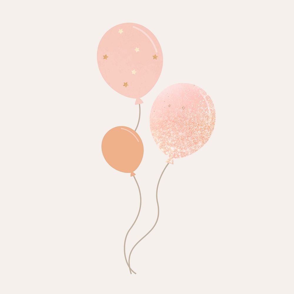 Pastel pink balloons illustration element, celebration vector