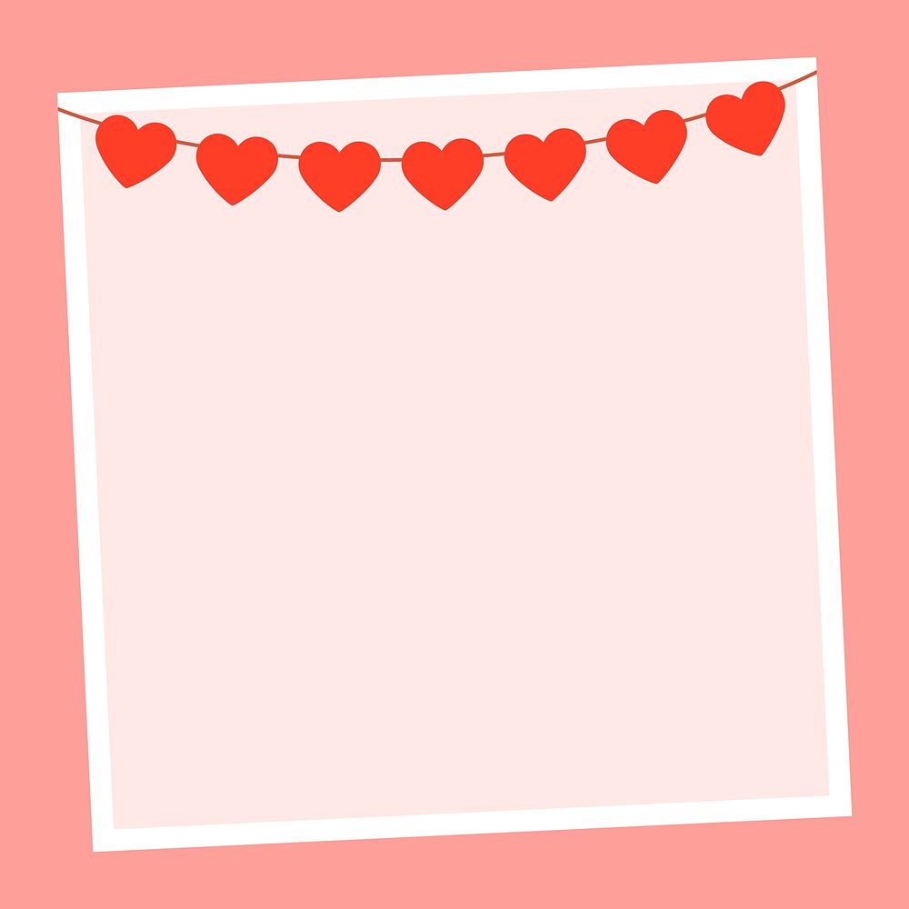Cute red hearts banner, frame background, vector