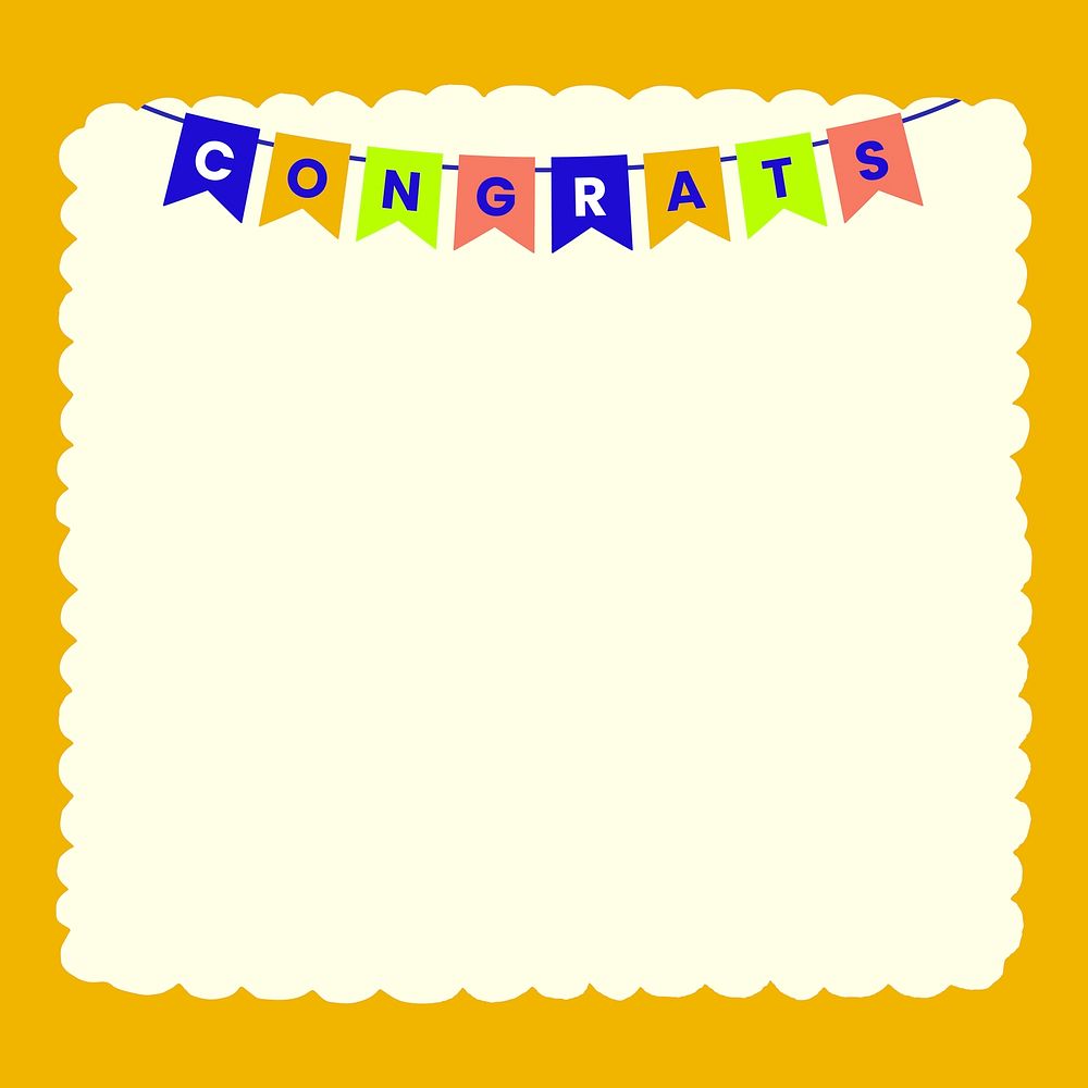 Square congrats banner frame background, party design, vector