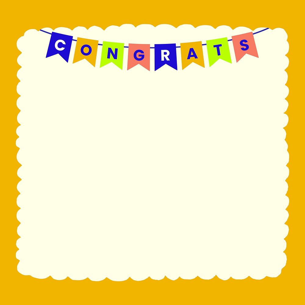 Square congrats banner frame background, party design, psd