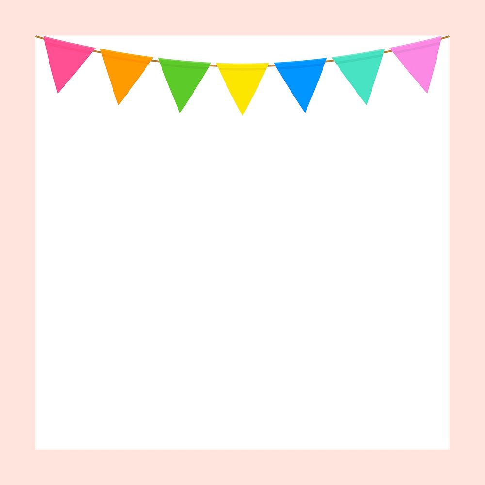 Colorful party flag frame background, celebration design vector
