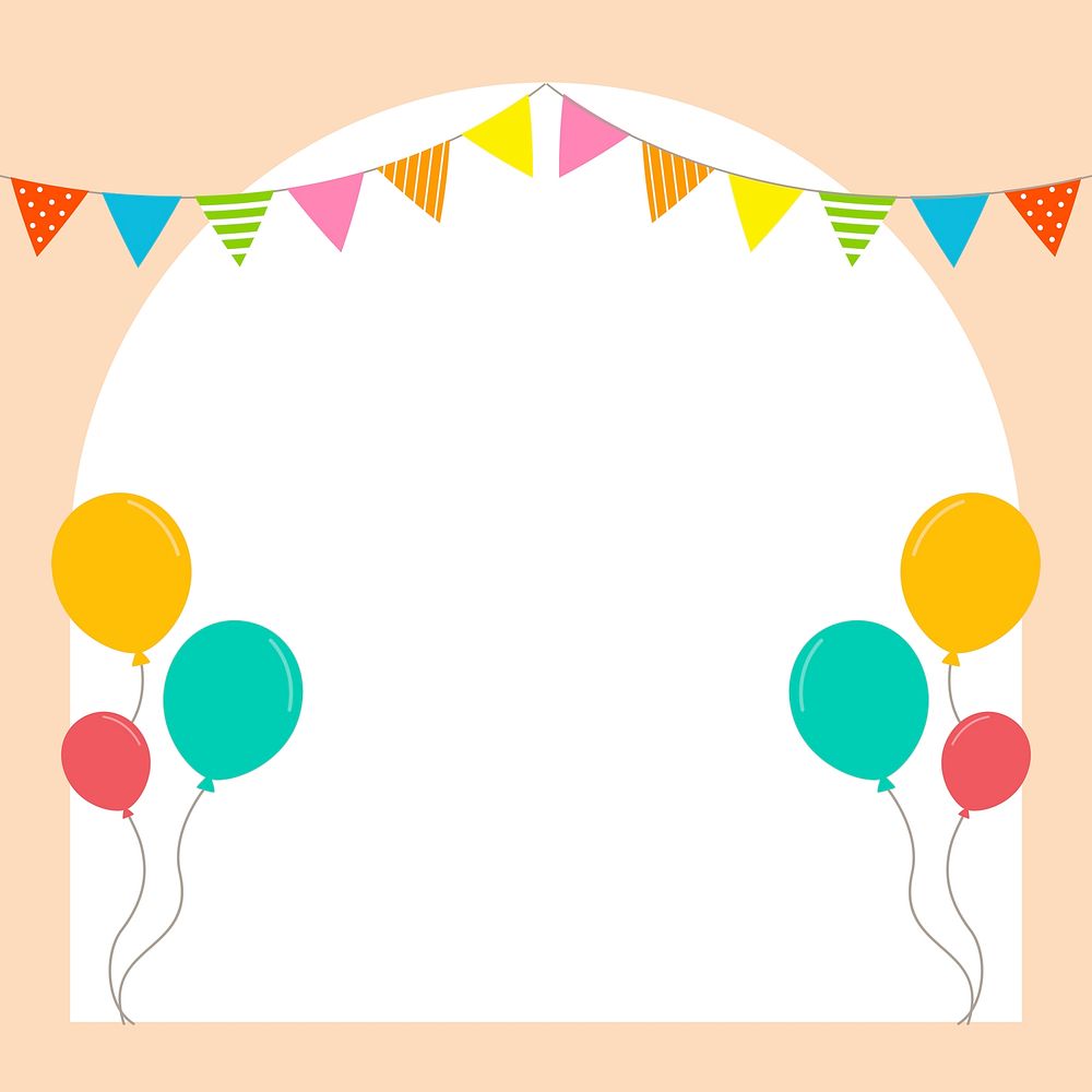 Arched party decoration frame background, psd