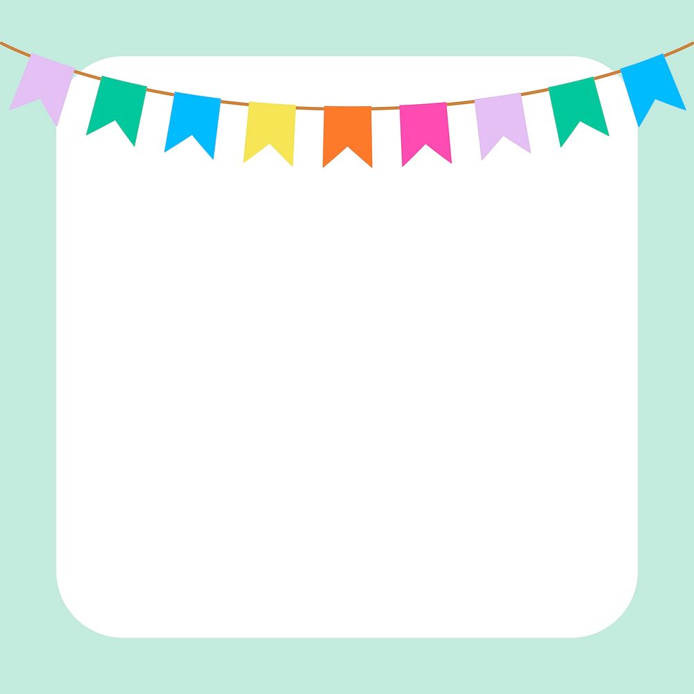 Colorful party flag frame background, party design