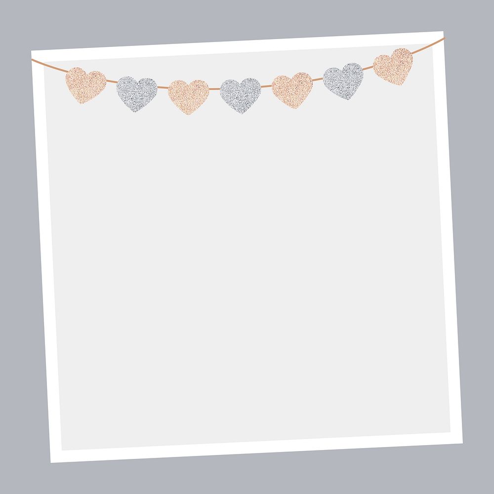 Square hearts party frame background, vector