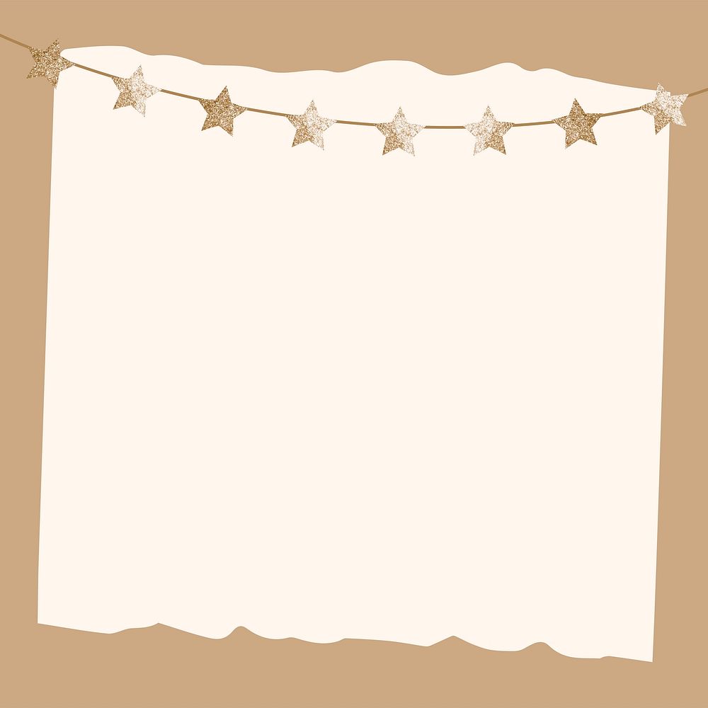 Brown stars party invitation frame background, celebration design vector
