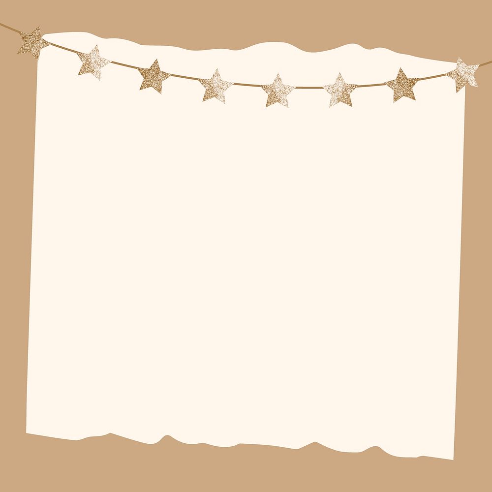 Brown stars party invitation frame background, celebration design psd