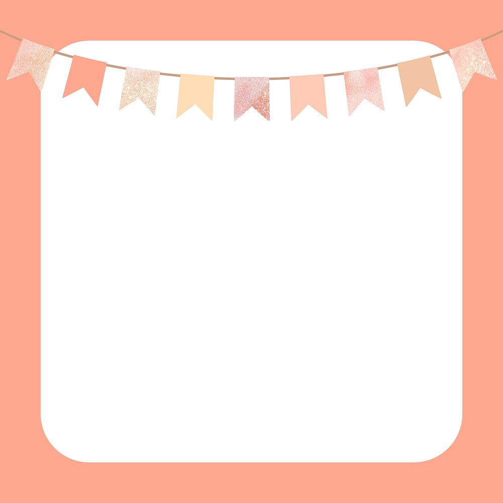 Cute pastel party decoration frame background, psd