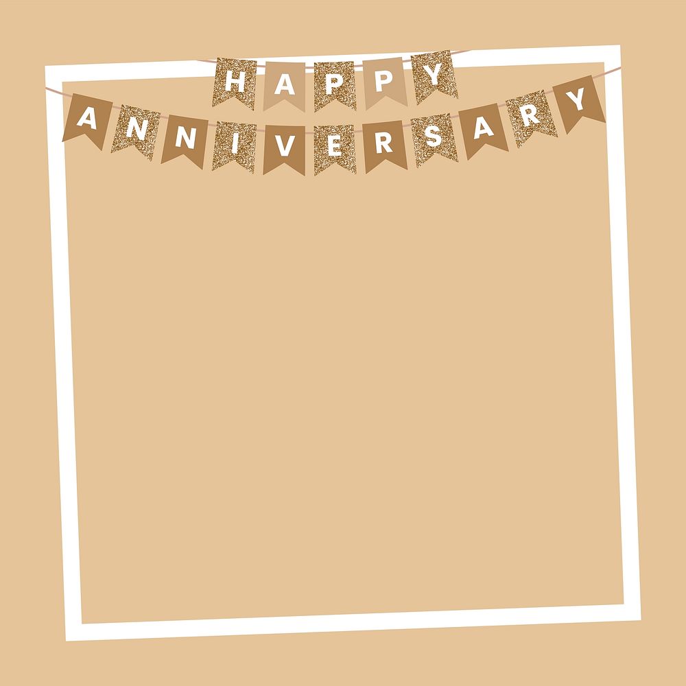 Gold happy anniversary frame background, party design