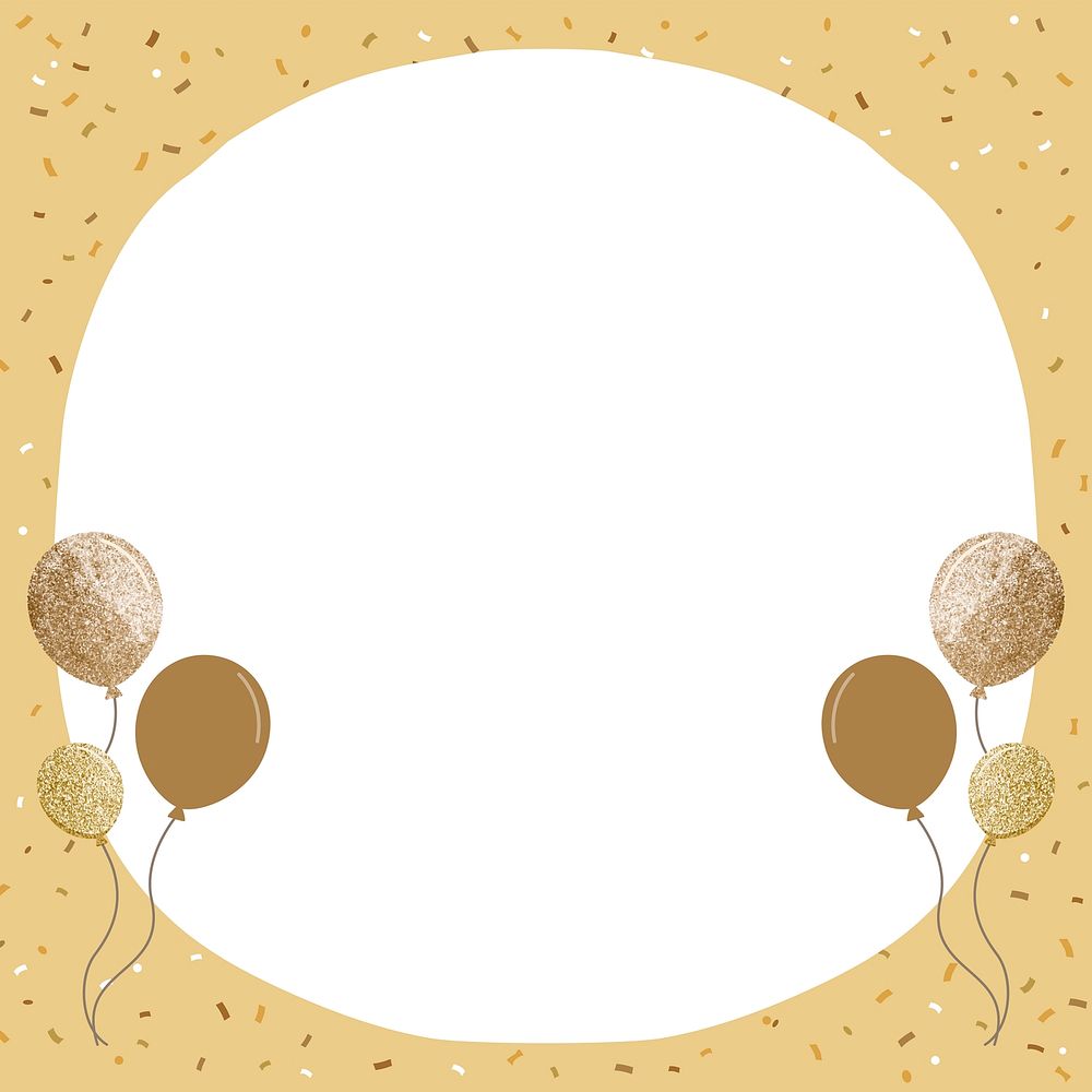 Cute gold party balloons frame background