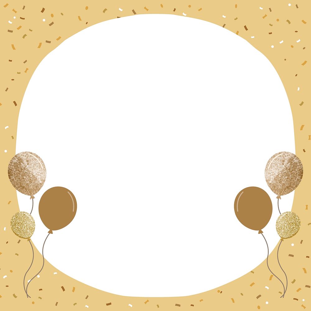 Cute gold party decoration frame background, psd