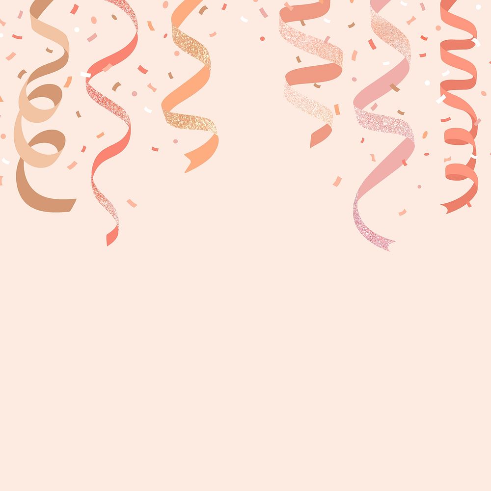 Cute pink party ribbons frame background, psd