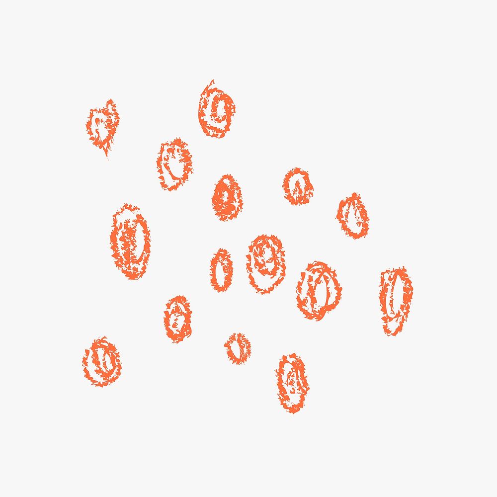 Crayon dots kids sticker, orange hand drawn doodle design vector