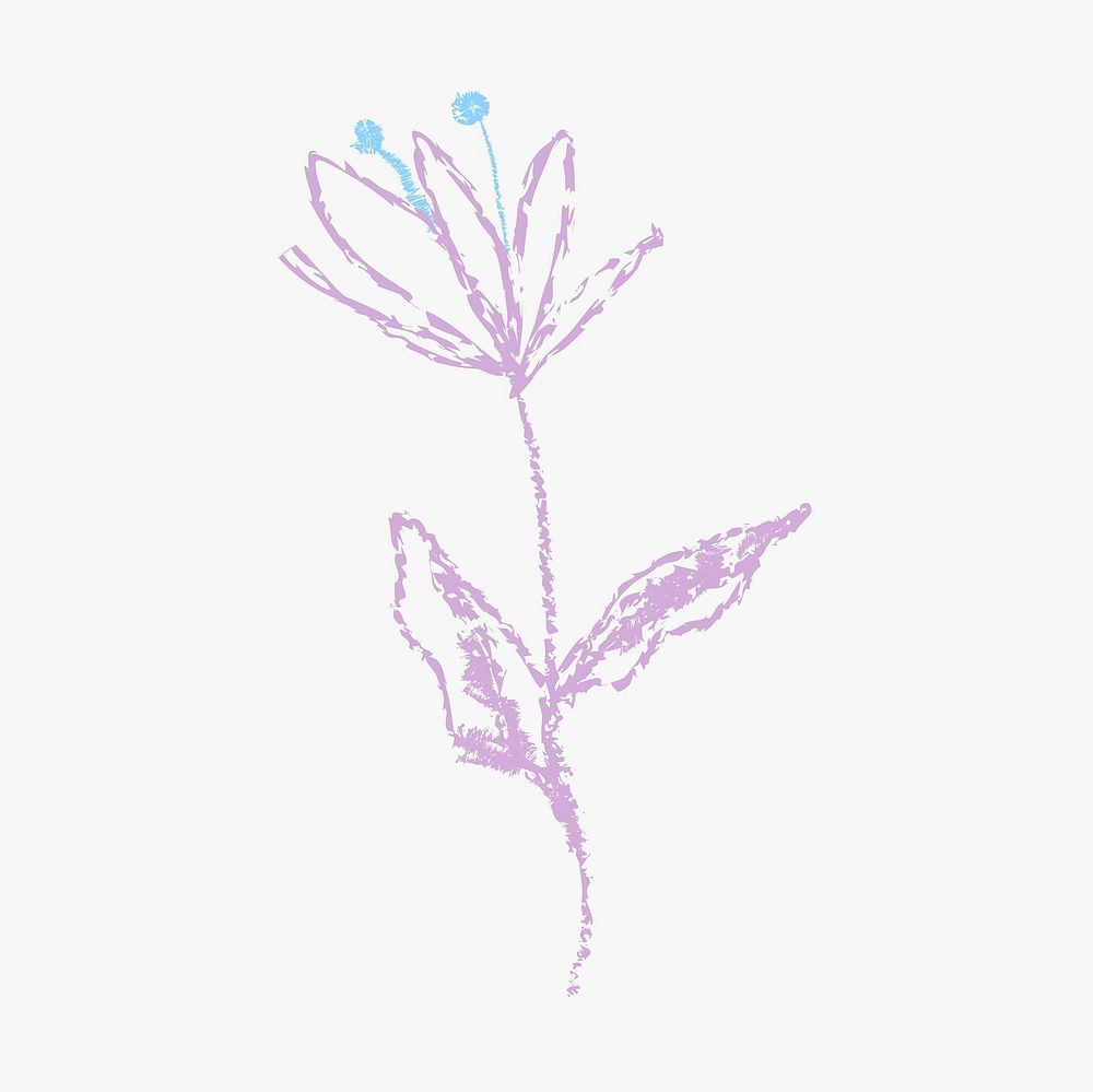 Hand drawn flower illustration, cute abstract scribble design on pastel background