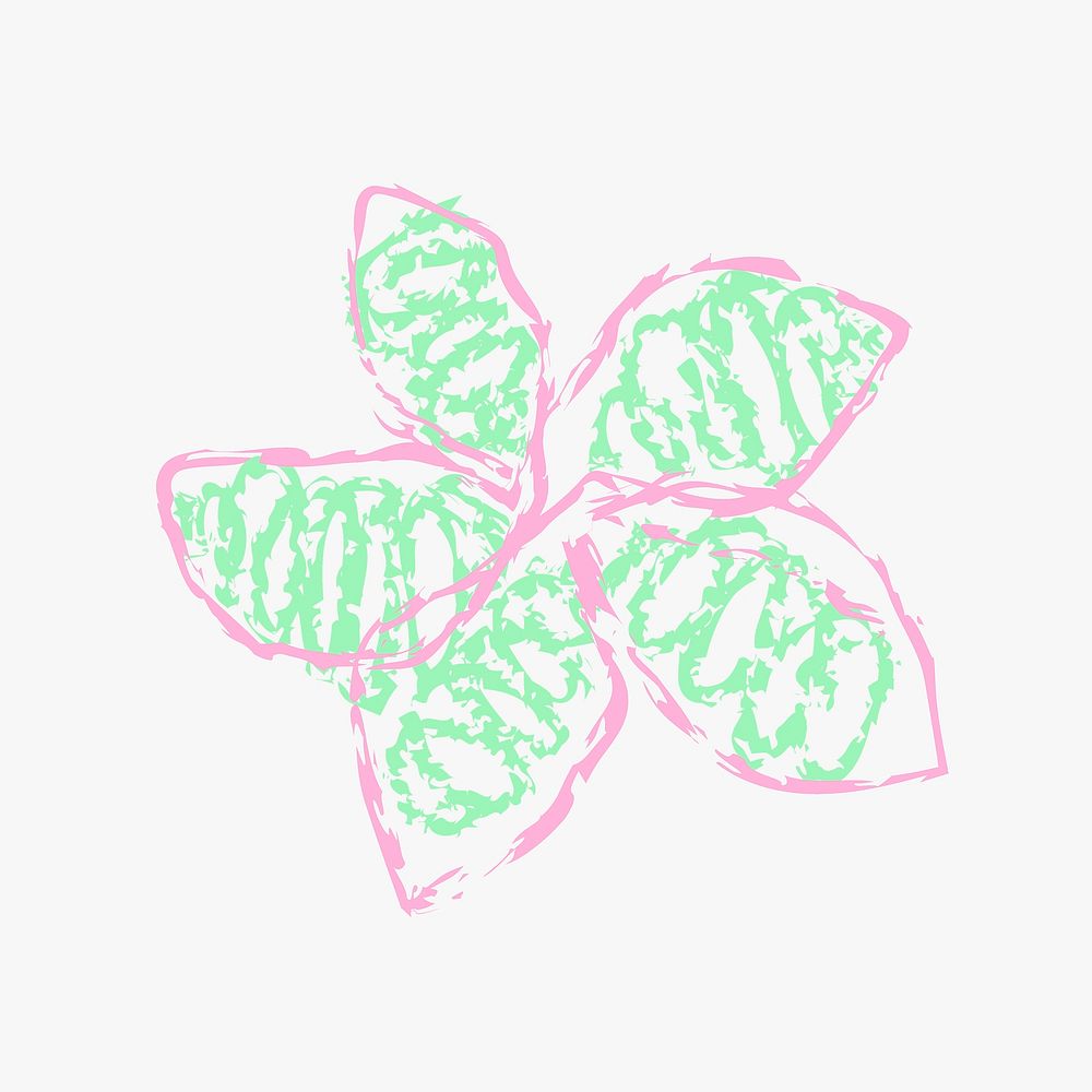 Floral crayon sticker, abstract hand drawn scribble design vector